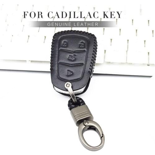 Genuine Leather Car Smart Key Case Cover For Cadillac Escalade SRX ATS CTS XT5 BLS 2017 2018 Styling Key Ring Shell Accessories