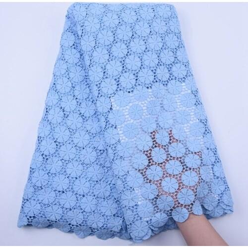 Sky Blue African Lace Fabric High Quality Net Lace Embroidered Nigerian Guipure Cord Lace Fabric For Wedding Party Dress S1830
