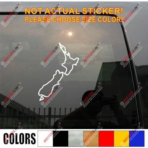 New Zealand map outline Decal Sticker Kiwi Car Vinyl pick size color no bkgrd