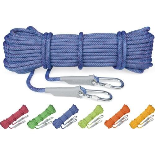 New High Quality 25KN 10.5mm Outdoor Climbing Rope+ 2 Hooks Rappelling Rescue Safety Protective Wear Climbing Equipments
