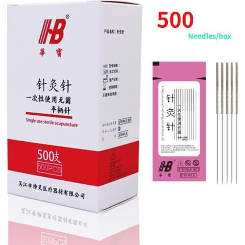 Disposable Sterile Acupuncture Needle 500 Single Use With Tube Flat Handle Acupunctue Beauty Needle Remove Freckle Painless Safe