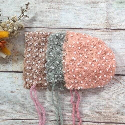 Don&Judy Handcraft Newborn Bonnet Strap Beanie Boys Girls Props Cap Kids Newborn Photography Props Baby Caps Baby Accessories