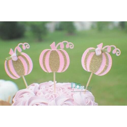 Pink Pumpkin Cupcake Topper, Pink and gold pumpkin cupcake topper, Pink pumpkin cupcake topper, gold pumpkin cupcake topper