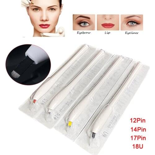 Permanent Makeup Microblading Pen Professional Light Tattoo Gun Manual Pen Tools With 12 14 17 18U Pins Needles Embroidery blade