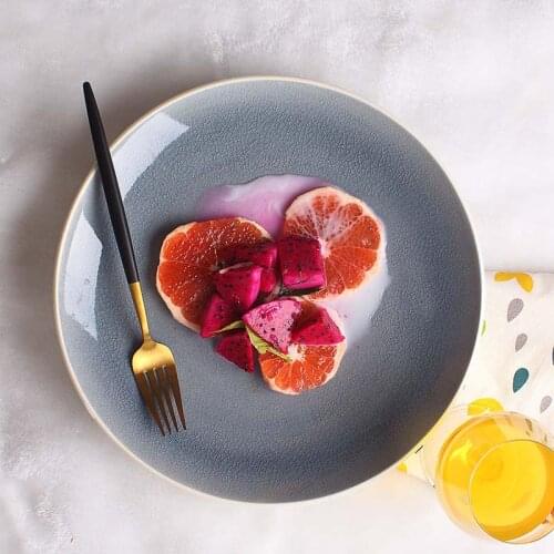 Salad Plate Ceramic Ice Crack Disc Simple Pasta Plate Hotel Dinner Plate Breakfast Plate Steak Flat Pastry Plate