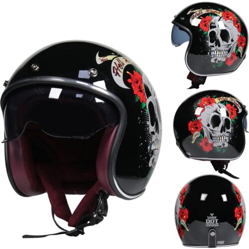 Men Women Motorcycle Half Helmet 3/4 Open Face Vintage Unisex Casque for Motorbike Riding Scooter Commute Casco Moto Sunscreen