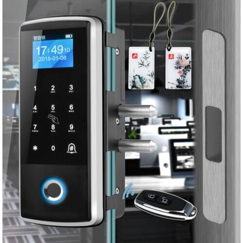 Smart Door Fingerprint Electric Lock Electronic Digital Gate Opener RFID Biometric finger print security Glass Password Card