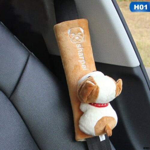 Comfortable Soft Car Seat Cover Cute Animal Puppy Auto Seat Belts Covers Plush Shoulder Car Accessories Чехлы На Сиденья For Kid