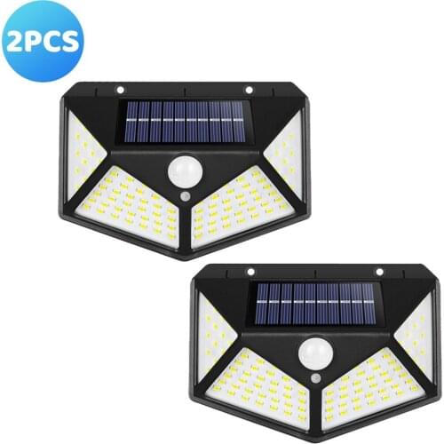 1/2/4PC 100 LED Solar Light Outdoor Solar Lamp Powered Sunlight Waterproof PIR Motion Sensor Street Light for Garden Decoration
