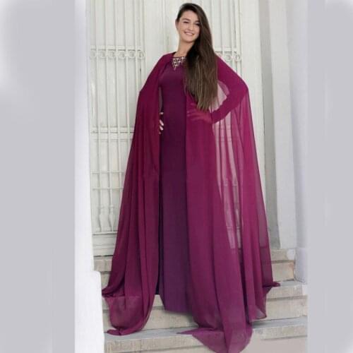 Evening Dresses With Wrap Long Sleeves Crystal Beads Long Formal Prom Party Gowns Special Occasion Dress vestidos