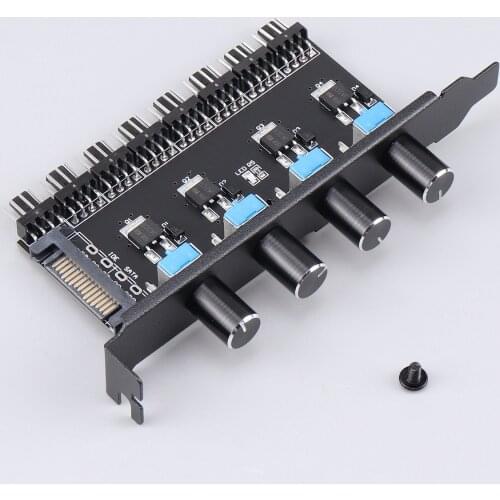 12V IDE/SATA 1 To 8 Way PC Case Cooling Fan Hub 4Pin/3Pin Speed Controller Practical Regulator Splitter Computer Adapter