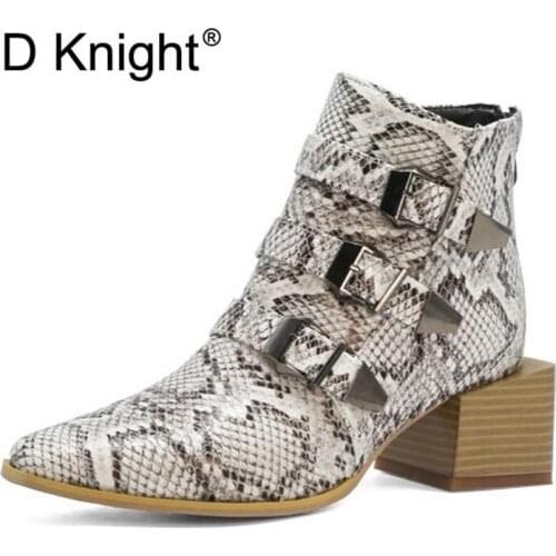 Women Square Toe Ankle Boots Pu Leather/Denim Blue Fashion Zipper Ladies Boots Female Square Heels Retro Shoes Woman Size 34-48