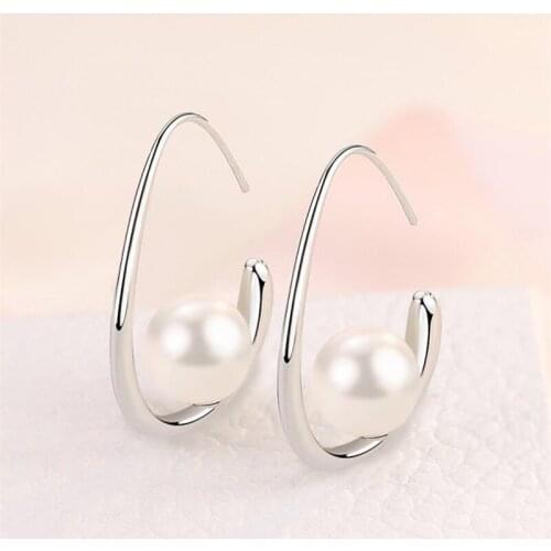 Fashion Pearl Earring Women New Trendy Silver Plated Long Earring Female Temperament IN Heart Party Accessorie On Ear Lady Gift