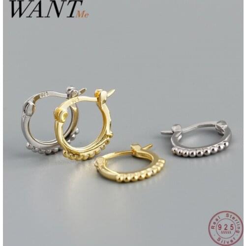 WANTME Genuine 925 Sterling Silver Simple Unique Bead Earrings for Women Men Trendy INS Punk Charming Ear Buckle Jewelry 2021