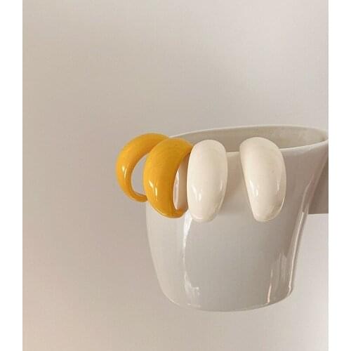 2021 New Korean Fashion Vintage Colorful Acrylic Resin Cute Geometric Irregular Hoop Earrings for Women Girls Party Jewelry