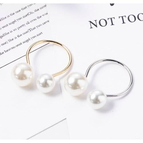2021 New Fashion Korean U-Shaped Opening Ring Adjustable Imitation Pearls Elegant Rings For Women Valentines Day Gifts Jewelry