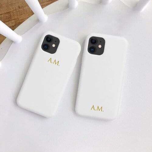 Gold Monogram Custom Phone Case For iPhone 11 12 Pro Max SE2020 6S 7 8 Plus XR XS Name DIY Soft TPU Cover Funda