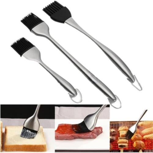 Silicone BBQ Brush Kitchen Oil Brush Long Handle Barbecue Grill Cook Basting Brush Pastry Baking Brush Outdoor BBQ Accessories