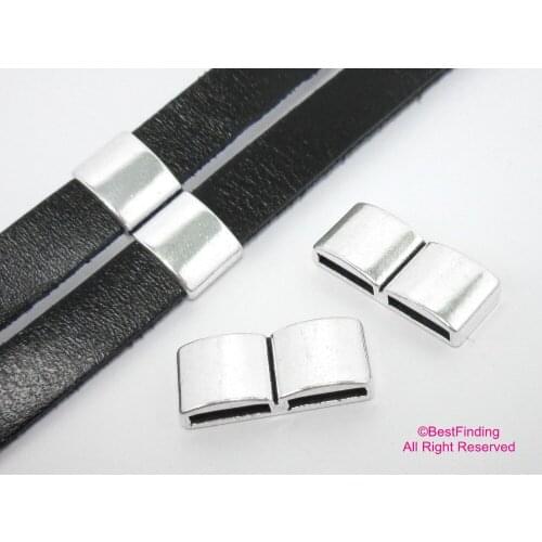 2 strands 10x2mm leather separator slider 10mm multi strand flat leather findings FT09
