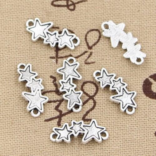 20pcs Charms Star Connector 19x8mm Antique Making Pendant fit,Vintage Tibetan Silver color,DIY Handmade Jewelry