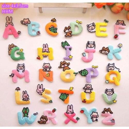 2018 New arrival 4x3.5cm 26 pcs Alphabet Embroidered patch iron on Applique Badge clothing bag hat shoe patch DIY accessory