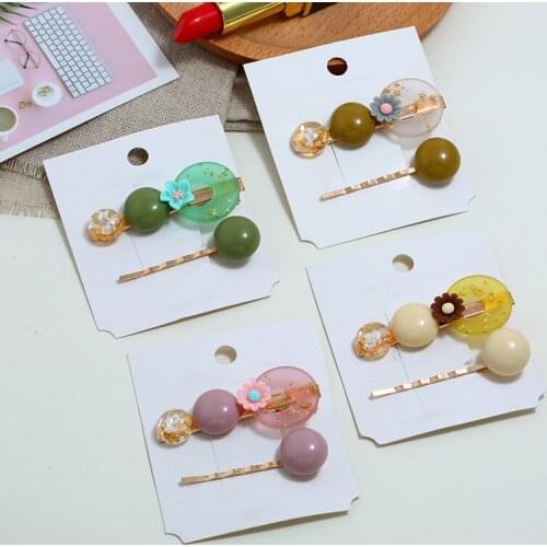 3pcs set personality creative hair clip for women with inlay faux resin flower design female side clip bangs clip haarclip