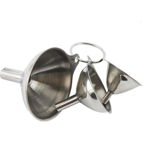 3 In 1 Portable Steel Mini Metal Funnel Set Kitchen Oil Accessory, Funnel, Separating Condiment Home Funnel