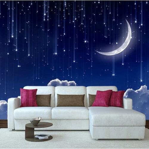 Custom 3D Photo Wallpaper Murals 3D Fantasy Sky Moon Clouds Space Night for TV Bedroom Kids Room Background Wall Decor Wallpaper