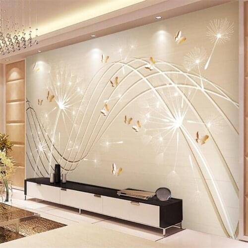 Wellyu papel de parede 3D Modern minimalistic line dandelion TV backdrop papier peint mural 3d Custom wallpaper behang