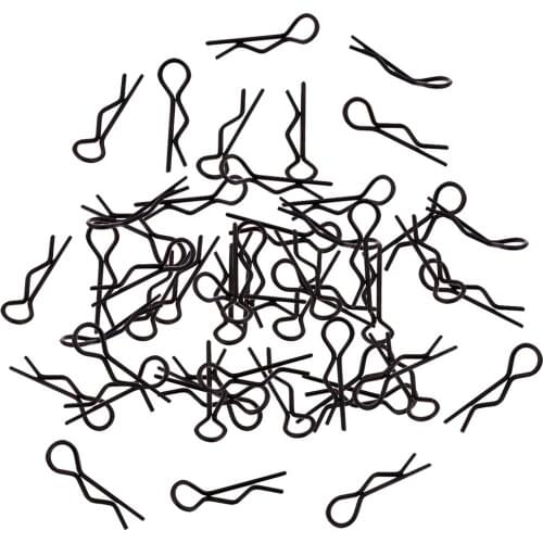 50 Pieces RC Car Black Metal Bodyshell Clips Pins R Shape for Traxxas TRX4 1/10 RC Buggy RC Rock Crawler Vehicle Models