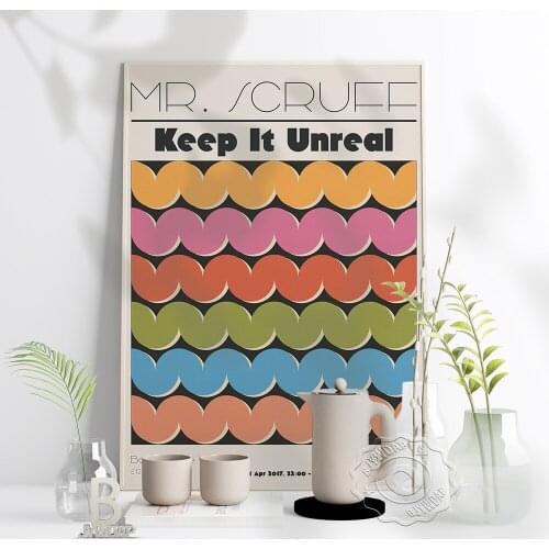 Mr. Scruff Albums Keep It Unreal Print Poster, Music Albums Poster, Color Geometry Home Decor Mr. Scruff Fans Collection Gift