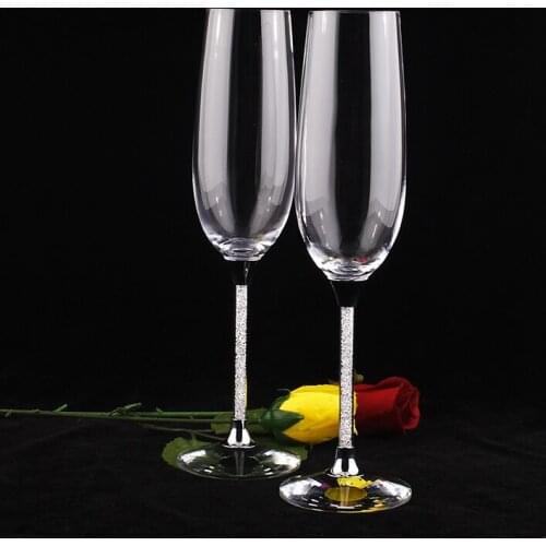 Oh Trend Fashion Toasting Wedding Glasses Crystal Champagne Flutes For Bride And Groom Drinking Wine Glass For Christmas Gifts