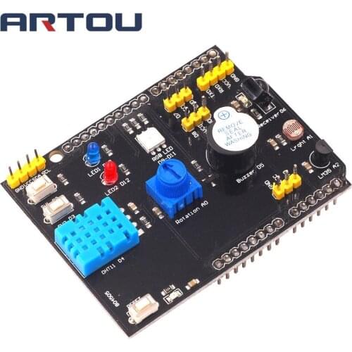 DHT11 LM35 Temperature Humidity Sensor Multifunction Expansion Board Adapter For Arduino RGB LED IR Receiver Buzzer I2C