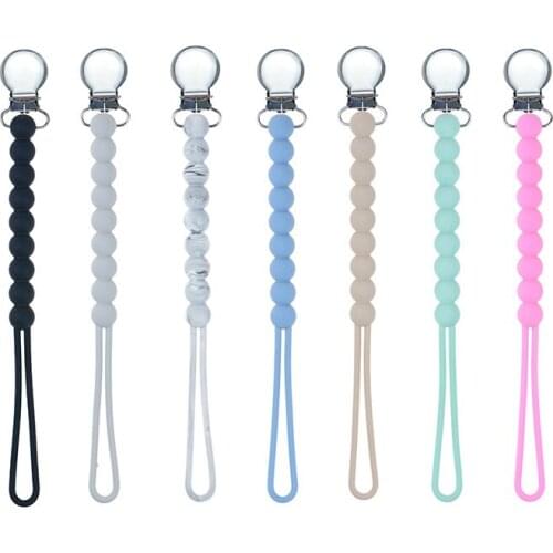Baby Silicone Beads Pacifier Clips Chain BPA Free Soother Chains Chewable Clip Holder Baby DIY Teething Gifts Food Grade