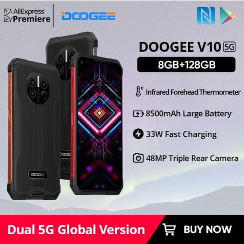 World Premiere DOOGEE V10 5G NFC Dimensity700 Rugged Phone 8500mAh 48MP Rear Camera 6.39"DotDisplay 33W Fast Charging SmartPhone