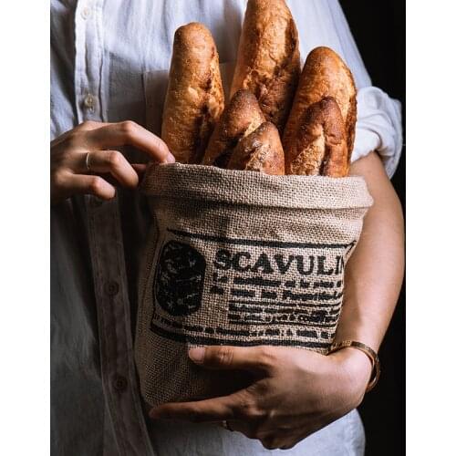 Retro Jute Storage Bag Cotton Linen Flower Bucket Photography Props Rice Bread Holder Bags Food Shooting Background Tools