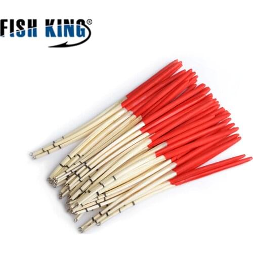 FISH KING 10pcs/lot 2 colours Peacock Feather Float hard tail type fishing float bobber with rings for fishing