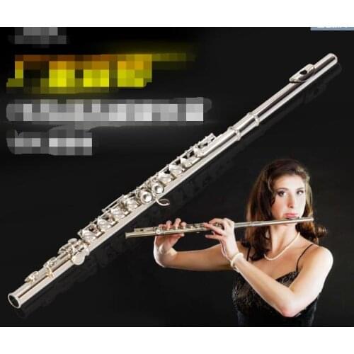 Flute 16 hole E key C tail nickel-plated silver musical instrument students beginners test professional play universal