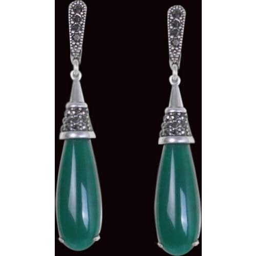 Iutopian Vintage Carved Long Drop Earrings Green Resin Water Drop Pendant Bijoux For Girlfriend Wedding Gift#EAJ109E