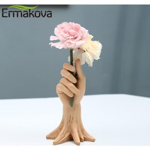 ERMAKOVA Resin Flower Planters Hand Shape Vase Garden Pots Containers Desktop Sculpture Decor for Home Office