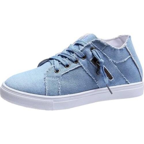 LKSHOE Women 's Sneakers Flat Platform Women Canvas Shoes Elastic Band Comfortable Casual Female Vulcanized Shoes Zipper Ladies