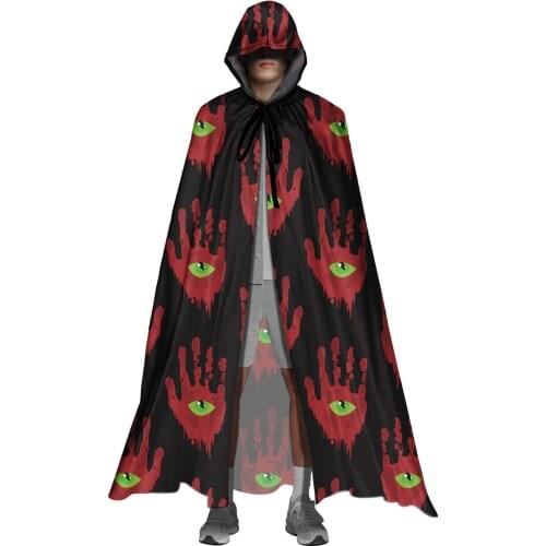 Halloween Party Costume Adult Gothic Cosplay Costumes Black Hooded Cloak Scary Witch Devil Role Play Vampires Full Long Cape