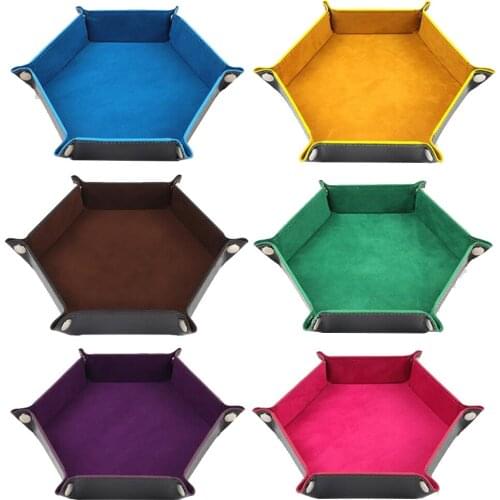 Foldable Dice Tray Holder Hexagon Dice Rolling Tray Desktop Storage Box for Coin Organizer for Home Living Room