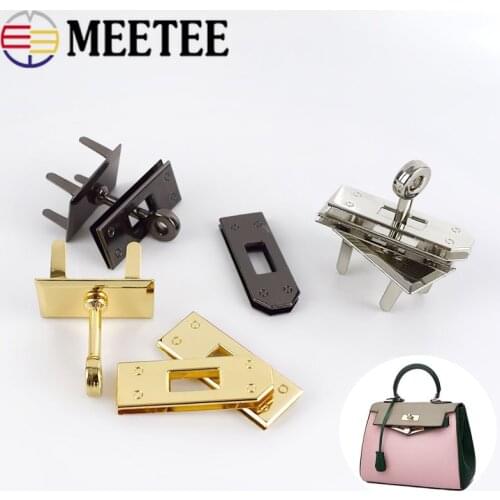 Meetee 2/10set (1set=3pcs) Metal Bags Twist Turn Lock Buckles Clasp DIY Luggage Handbag Purse Leather Craft Hardware Accessory