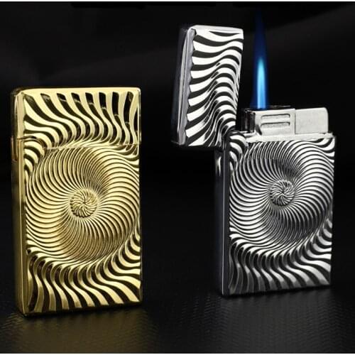 Ping Sound Metal Lighter Oil Windproof Wheel Lighters Unique Vortex Compact Butane Jet Fire Refillable Cigarette Lighter Gadgets