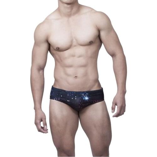 New MenS Swim Briefs Color Matching Stars Print Sexy Stretch Foreign Trade Beach Bikini Mens Camouflage Printing Swimsuit