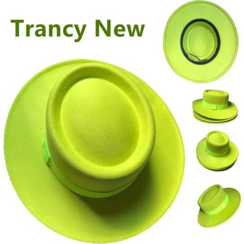 New Fedora Fluorescent Green Adjustable Flat Cap Unisex Cap Fedora Hat Lemon Yellow Felt Hat Unisex Activity Cap Wholesat orange