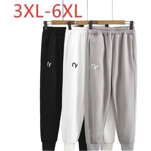 New 2021 Ladies Spring Autumn Plus Size Long Sports Pants For Women Large Loose Gray Elastic Running Trousers 3XL 4XL 5XL 6XL
