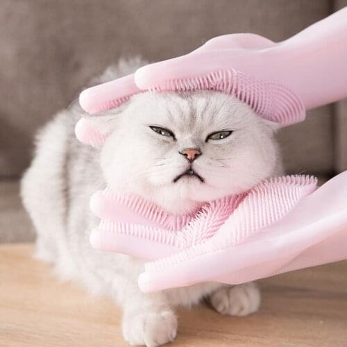 [Upgrade Version] Pet Grooming Glove Dog Bath Massage Brush Gentle Deshedding Perfect for Dog & Cat With Long & Short Fur 1 Pair