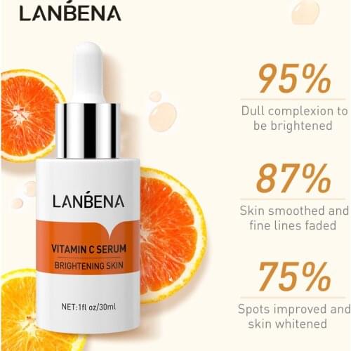 LANBENA Vitamin C Brightening Skin Serum Rejuvenating Whitening Freckle Shrinking Pore Antioxidant Nourishing Serum Facial Skin